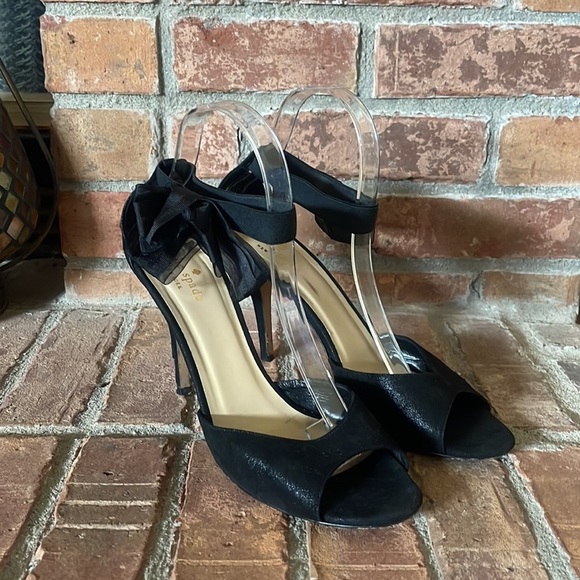 Kate Spade Elastic Ankle Bow Detail Open Toe Heels - Picture 1 of 10